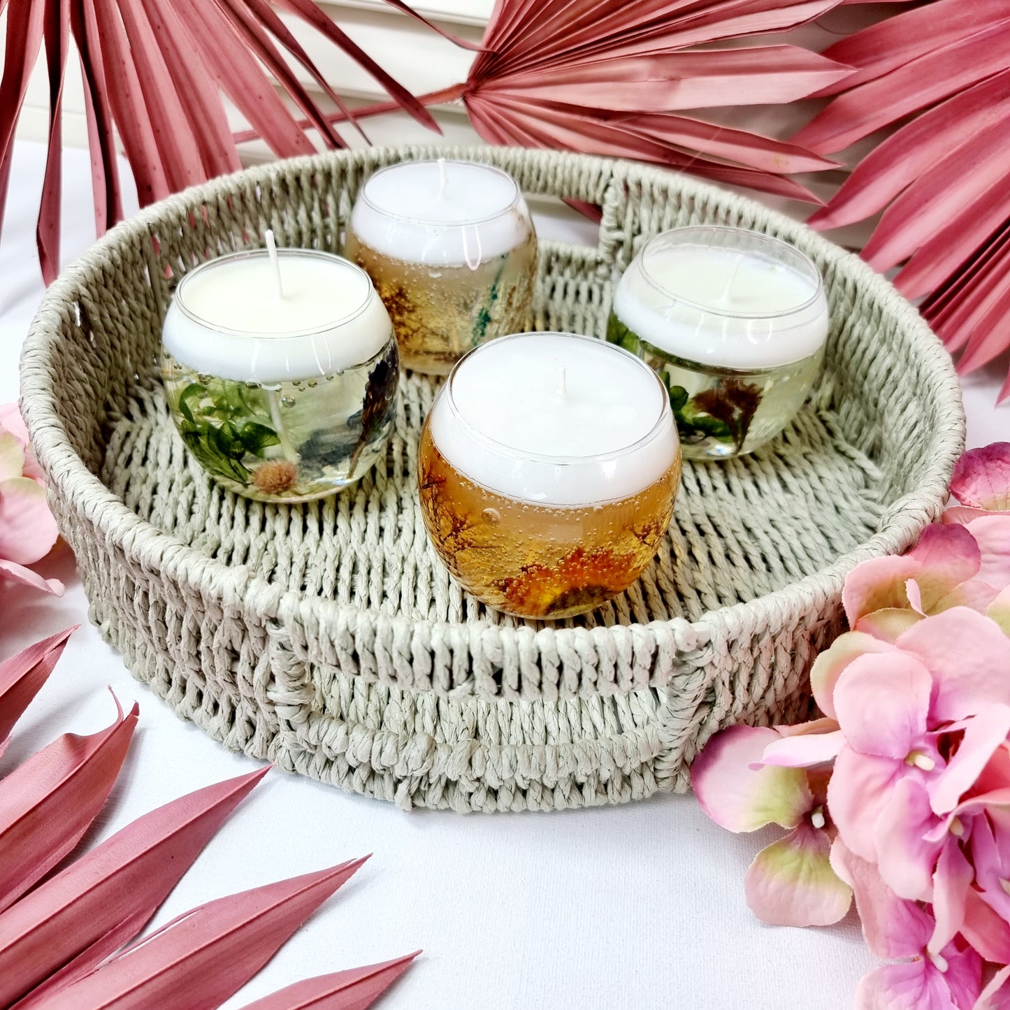 Christmas Luxury Handmade Wedding Natural Flower Candle Favours || Nature Theme Gel Candle in Transparent Jar || Birthday Present