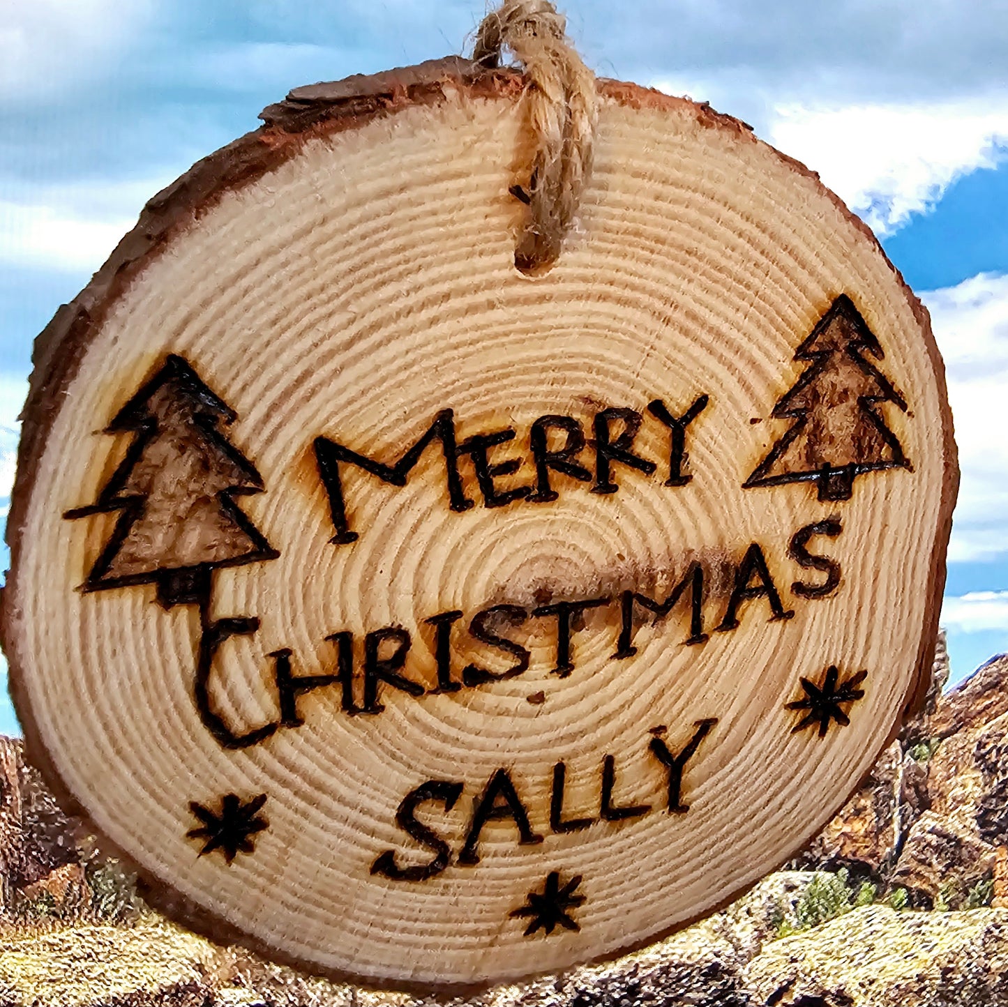 Personalized Name Engraved Wood Slice Christmas Ornament || Engraved Wood Christmas Ornament