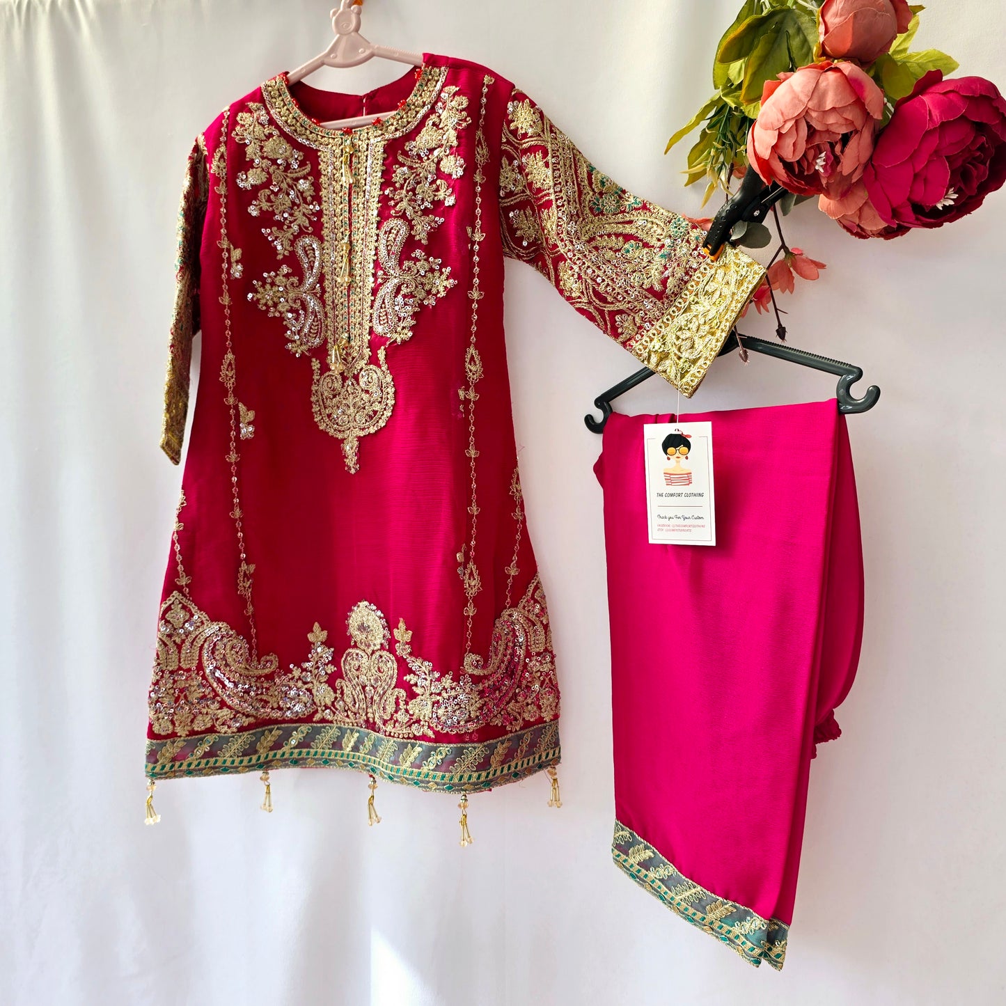 Eid Collection 2025 | Baby Girl Embroidered 3Pc Kameez Shalwar for Eid & Party wear