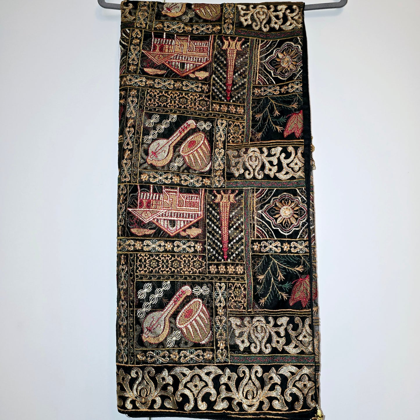 Black Full Embroidered Pakistani Shawl