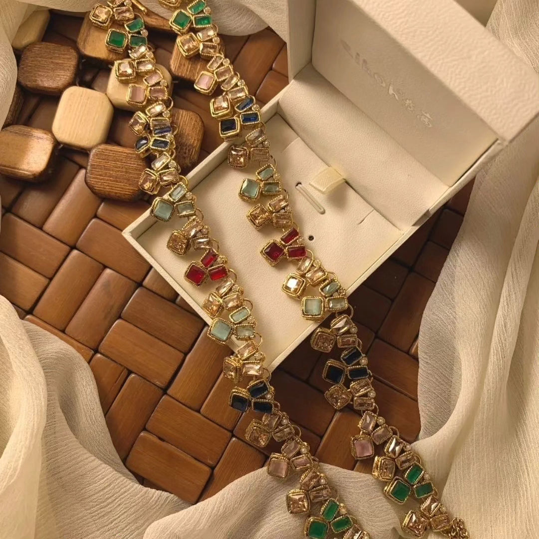 Pure Kundan Pazaib || Indian/ Pakistani/ Traditional Anklet Pair || Antique Gold Wedding Bridal Pazaib || Bollywood Jewelry, Ethnic Wear