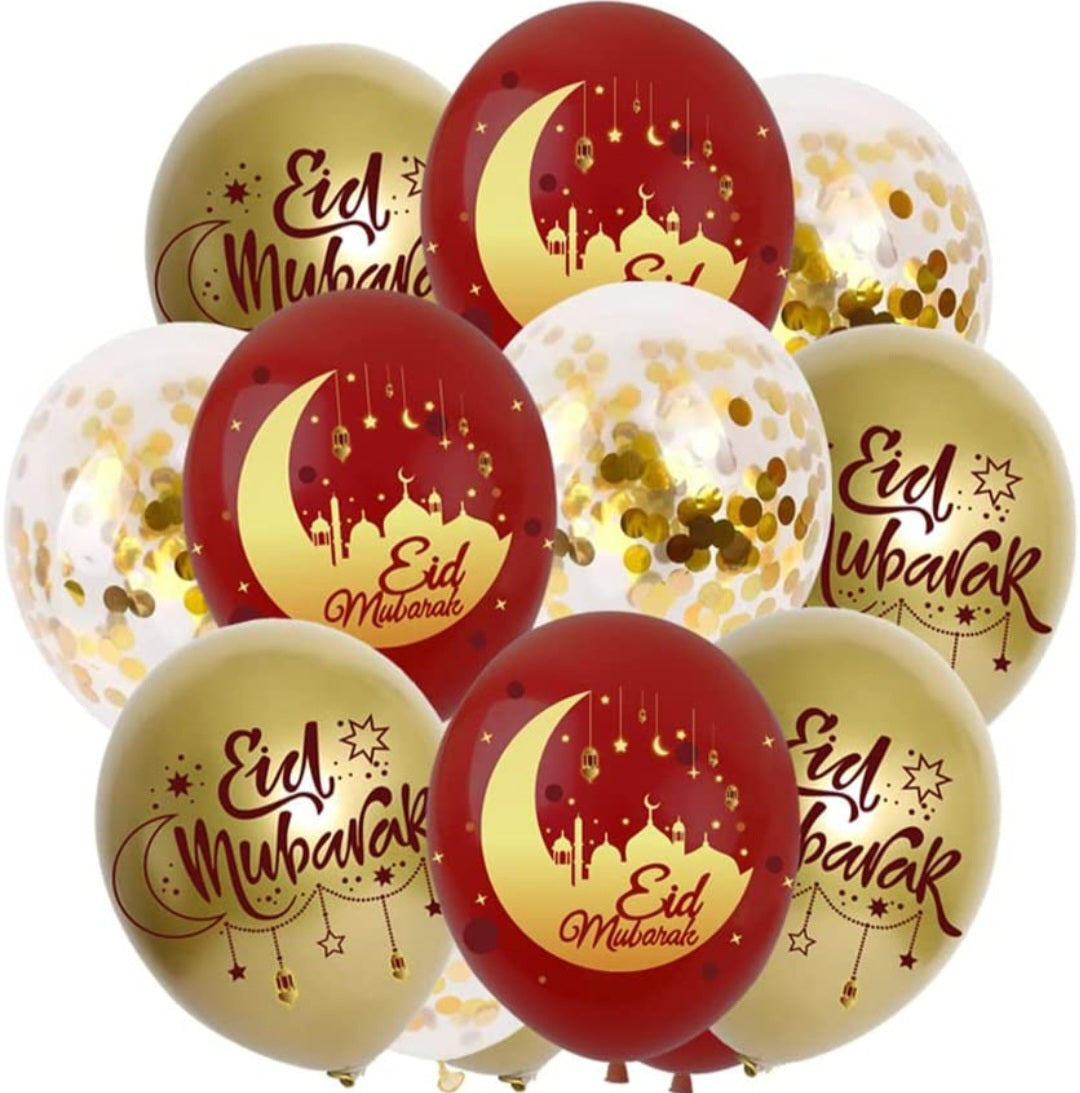 Eid Mubarak Eid Flag Banner Balloon Cake Insert Muslim Ramadan Party Decoration