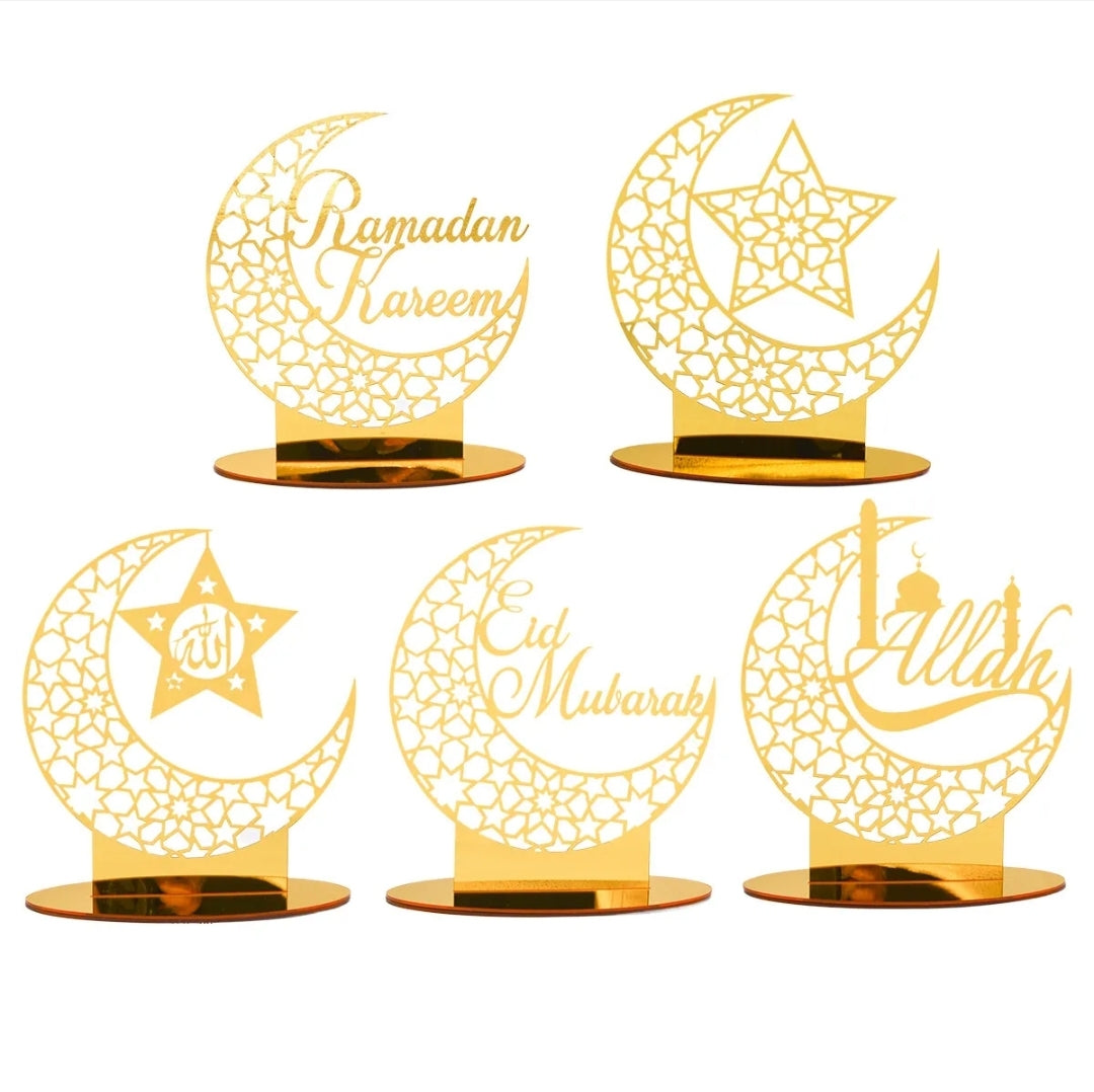 Ramadan Acrylic Eid Mubarak Decoration Table Decor LED Moon Islam || Ramadan Eid Decoration Tealight Stand, Decorate your own Tealight stand