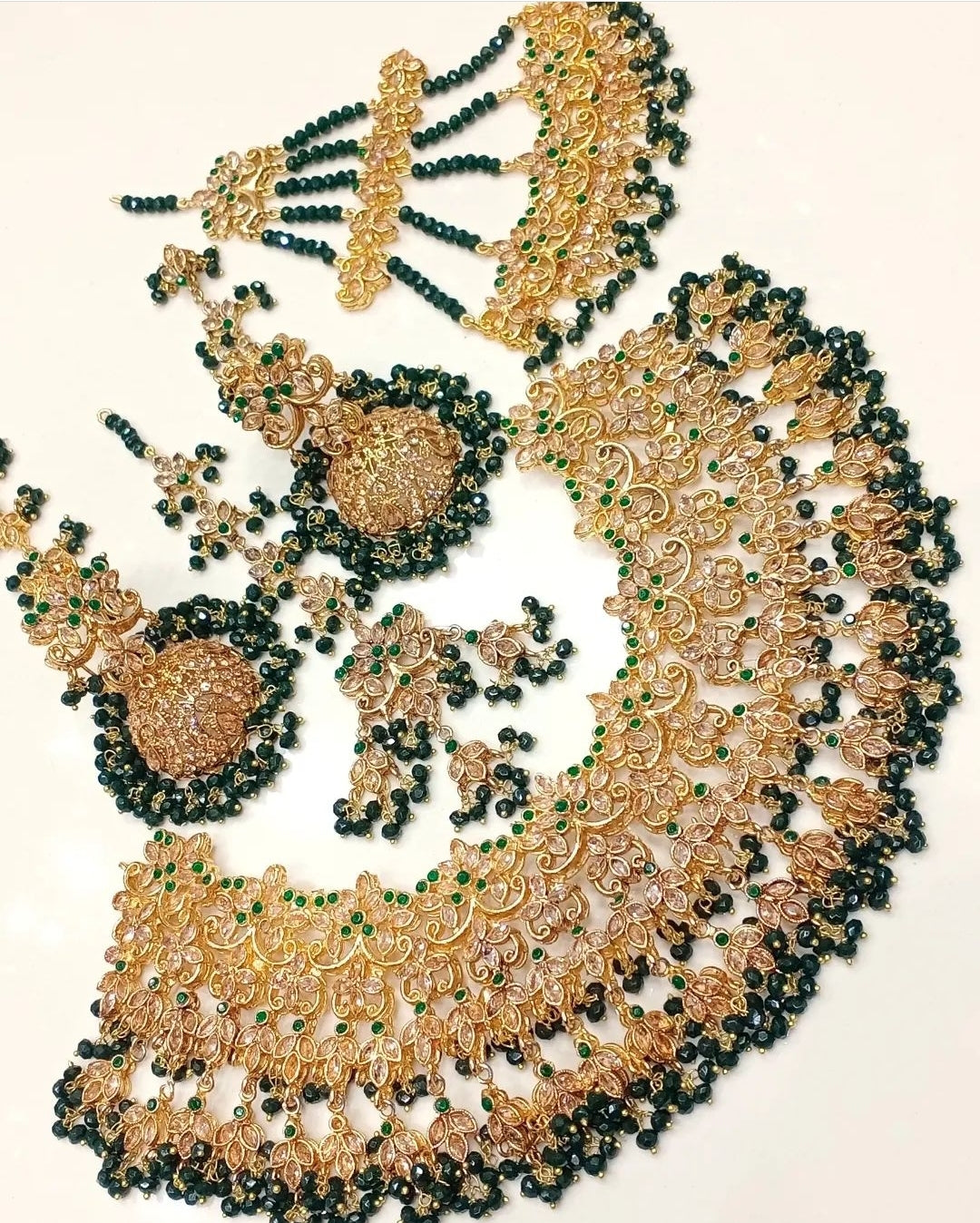 Zircon Manjus Gold Plated Complete Bridal Package / Indian Pakistani Bridal Shaadi Wedding Jewelry/ Sabyasachi Bollywood