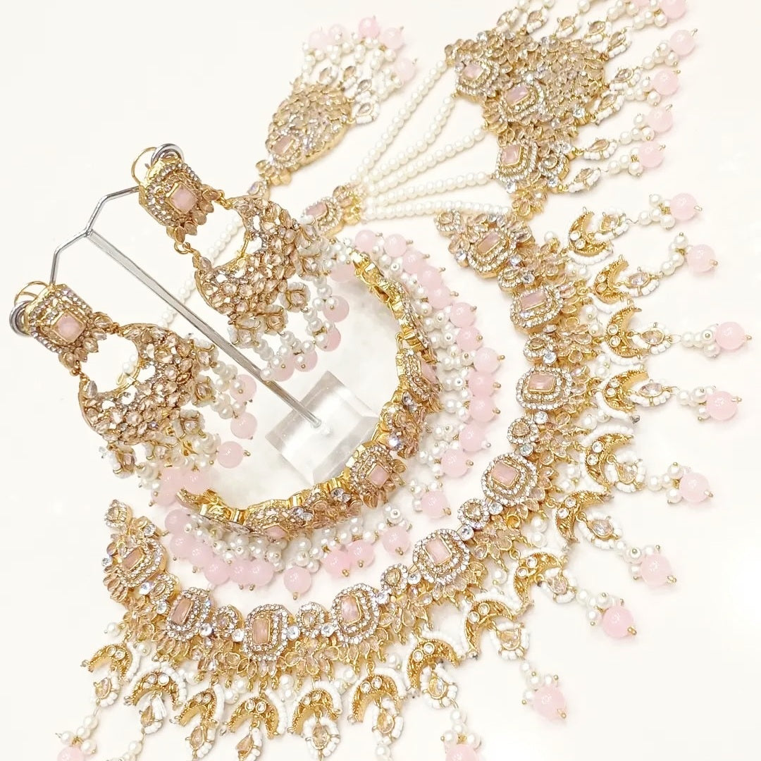 Jaipori Amrapali Double Necklace Bridal Set with Jhumar and Teeka || Perfect Jewellery Set for Wedding, Eid or any Occasion