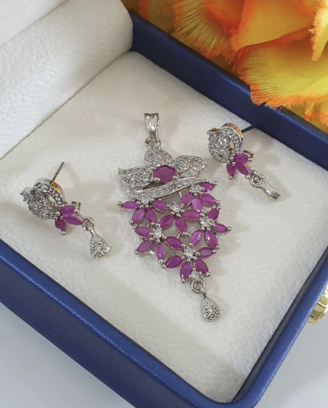 American Diamond Pendant Set