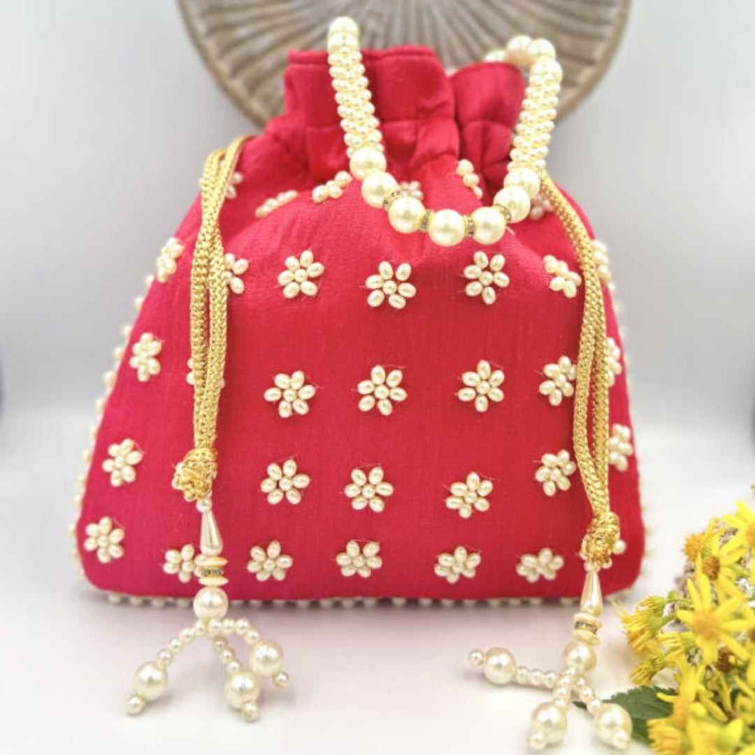 Potli bag, Wrist bag, Sling bag, Indian Wedding purse, Velvet drawstring Pouch bag, Valentines gift for her