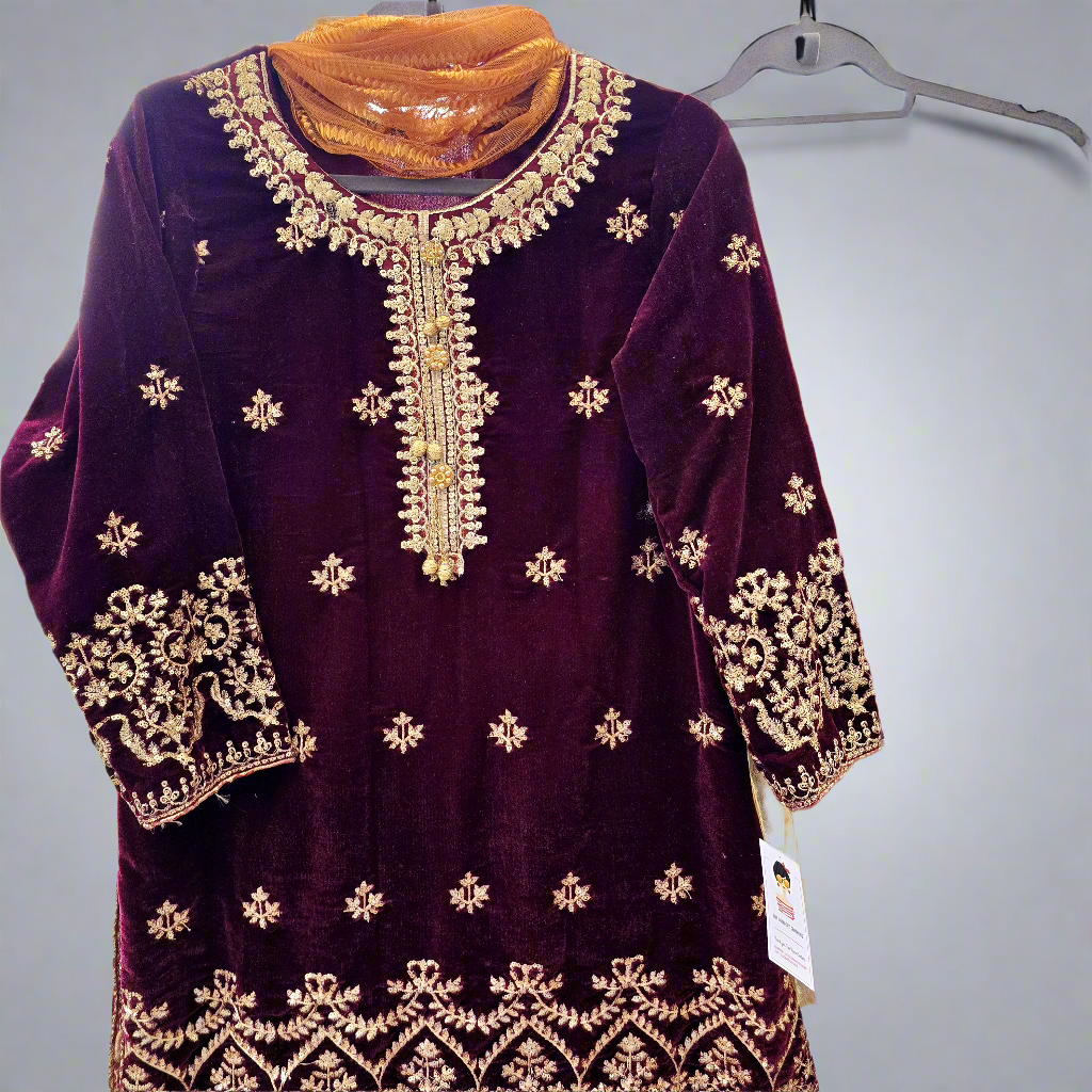 Velvet Shalwar Kameez Stitched Pakistani Indian Eid Dress