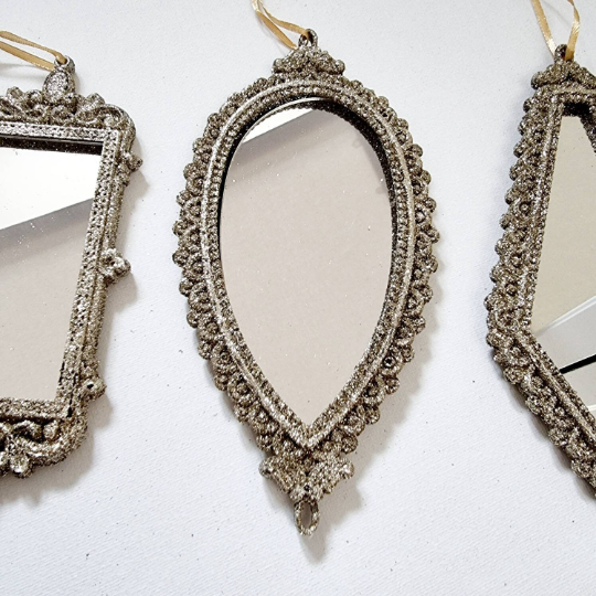 Gold Glittery Mirror hanging Ornament || Kite, Rectangle & Cone Shaped Mirror Decoration