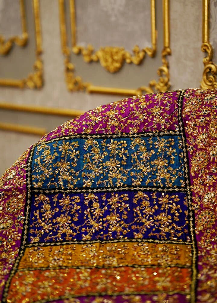 Full Embroidered Pakistani/ Indian Shawl with Pearls, Dubka and Kora Perfect for Wedding, Eid and Occasion Wear