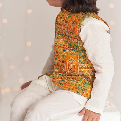 Pakistani/ Indian Baby Boy Embroidered Waistcoat Perfect for Wedding, Eid and Occasion Wear