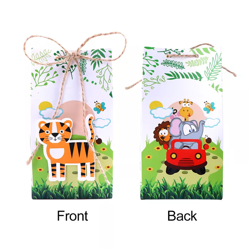 12Pcs Animals Party Decorations 3D Zoo Birthday Gift Bags Safari Animals Favour Boxes For Baby Shower
