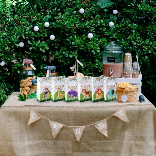 12Pcs Animals Party Decorations 3D Zoo Birthday Gift Bags Safari Animals Favour Boxes For Baby Shower