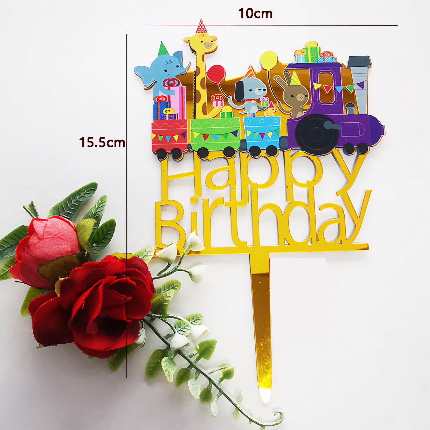 Acrylic Cake Topper for Safari, Jungle, Animal Birthday || Happy Birthday Decoration featuring Bow, Baby Shower, Birthday & Anniversary
