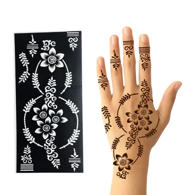 Henna Tattoo Stencils Reusable Self Adhesive Temporary Hand Body Art Template Stencil || Mehndi Design || Apply Mehndi on it