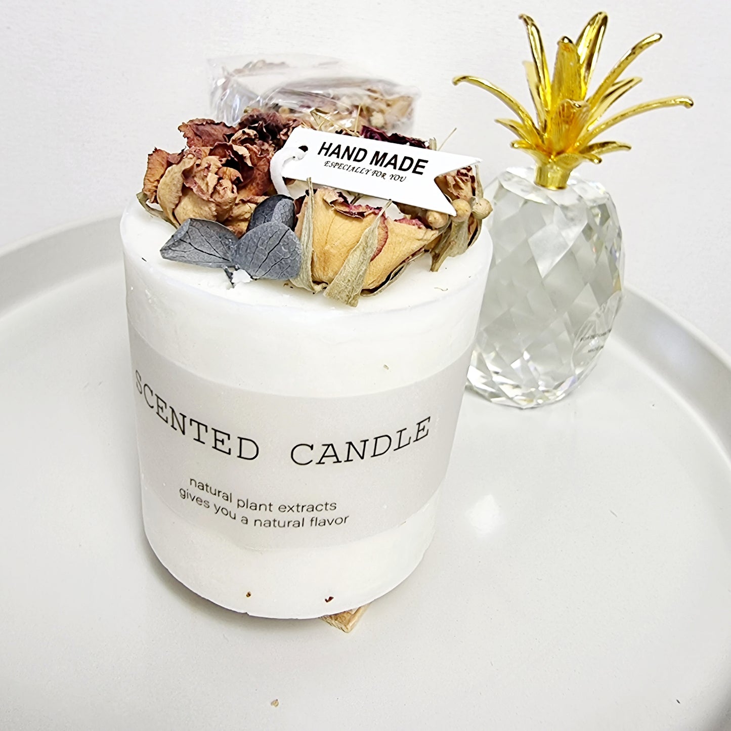 Scented Soy Candle || Fall Candle Cosy Candle Paraffin Free Vegan Dried Flower Candle