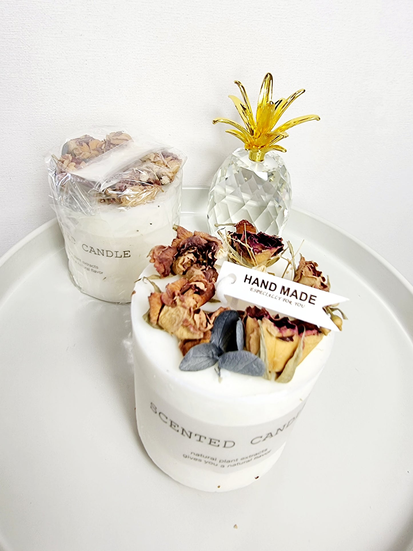 Scented Soy Candle || Fall Candle Cosy Candle Paraffin Free Vegan Dried Flower Candle