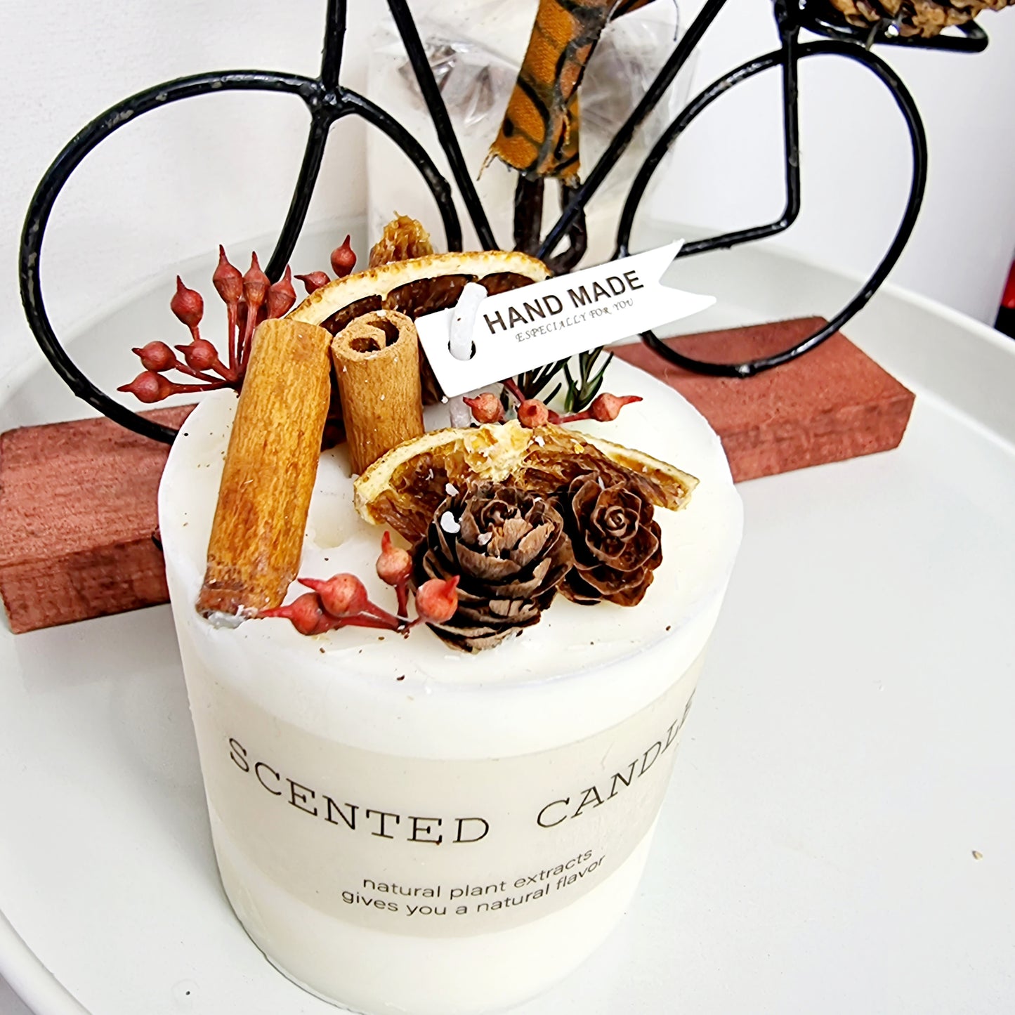 Scented Soy Candle || Fall Candle Cosy Candle Paraffin Free Vegan Dried Flower Candle