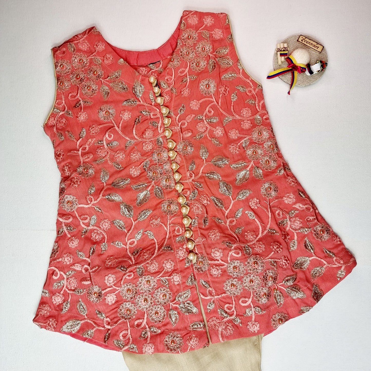 Indian Pakistani Dress | Pink Chiffon Short Shirt and Trouser | Shalwar Kameez | Embroidered Suit Kid Ethnic Wear Perfect for Diwali & Eid