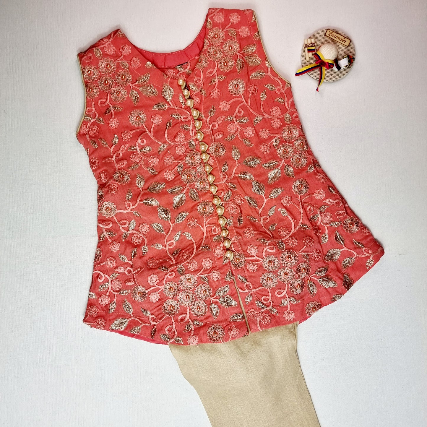 Indian Pakistani Dress | Pink Chiffon Short Shirt and Trouser | Shalwar Kameez | Embroidered Suit Kid Ethnic Wear Perfect for Diwali & Eid