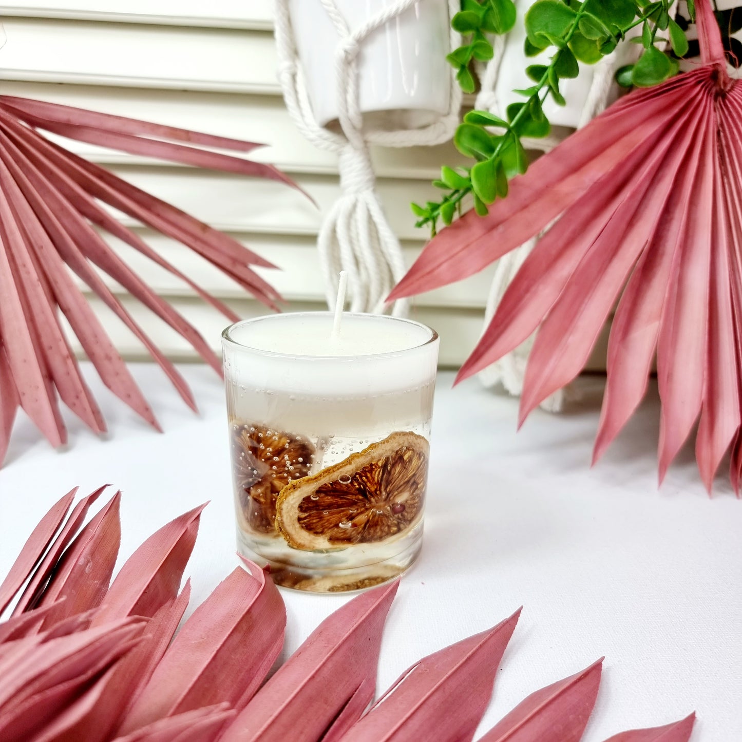 Gel Wax Jelly Wax Candle In Glass with Lemon and Rose