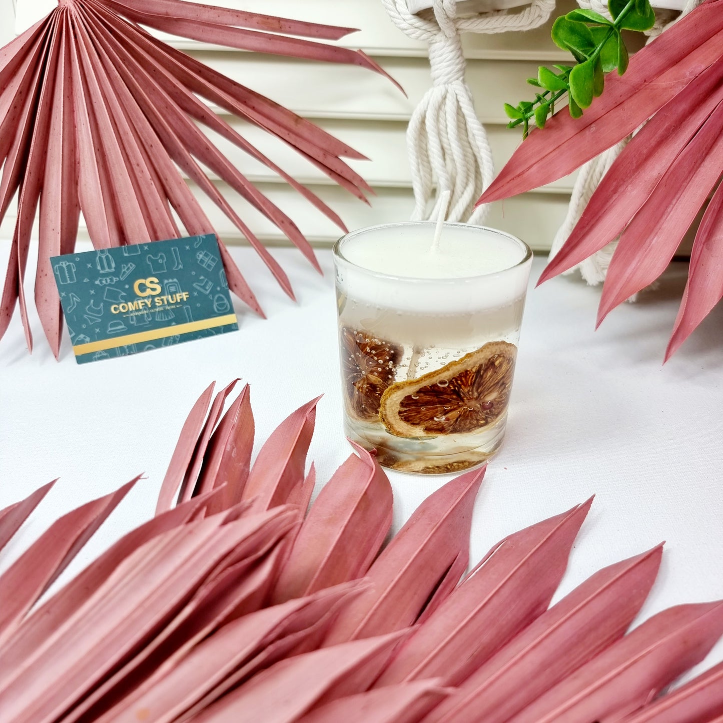 Gel Wax Jelly Wax Candle In Glass with Lemon and Rose