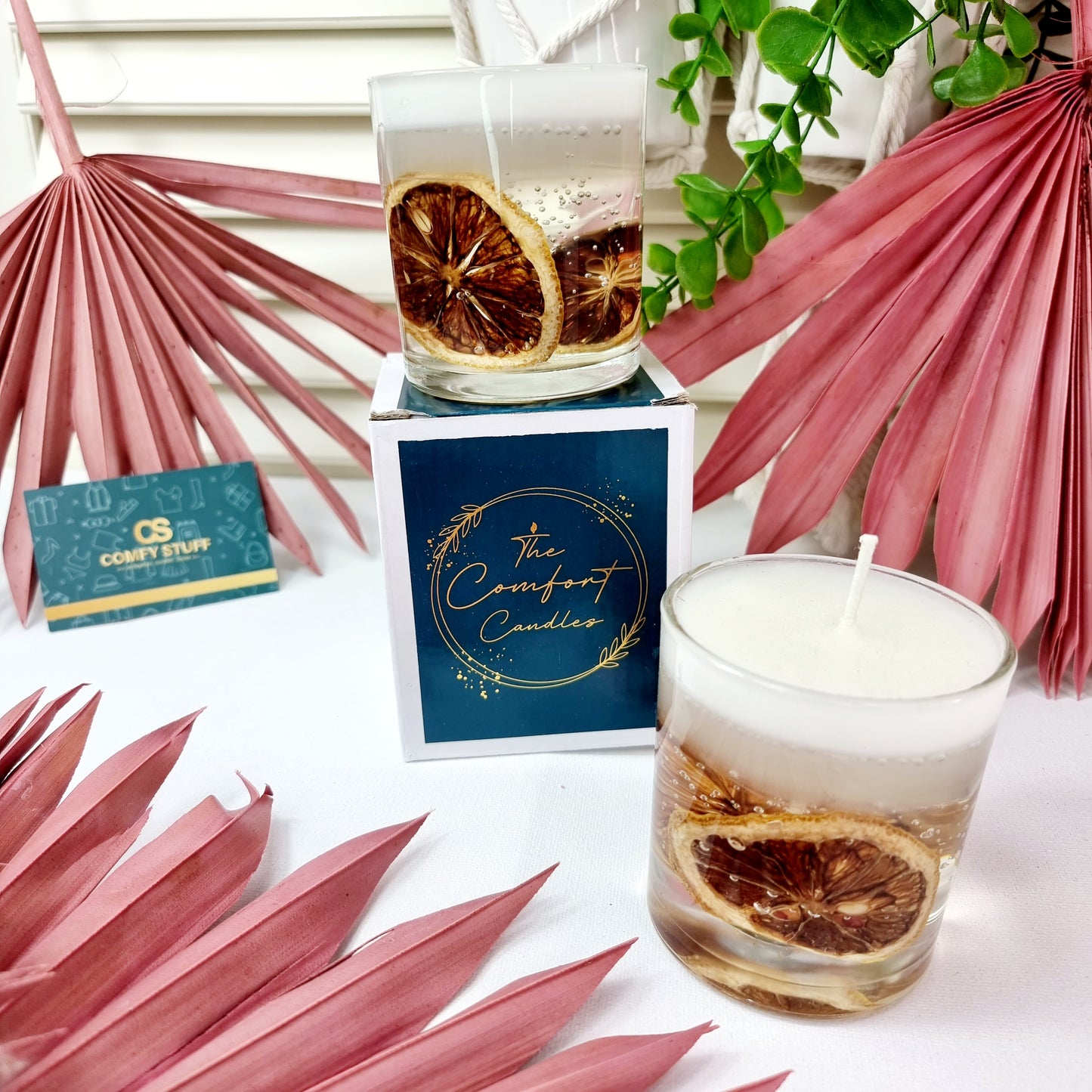 Gel Wax Jelly Wax Candle In Glass with Lemon and Rose