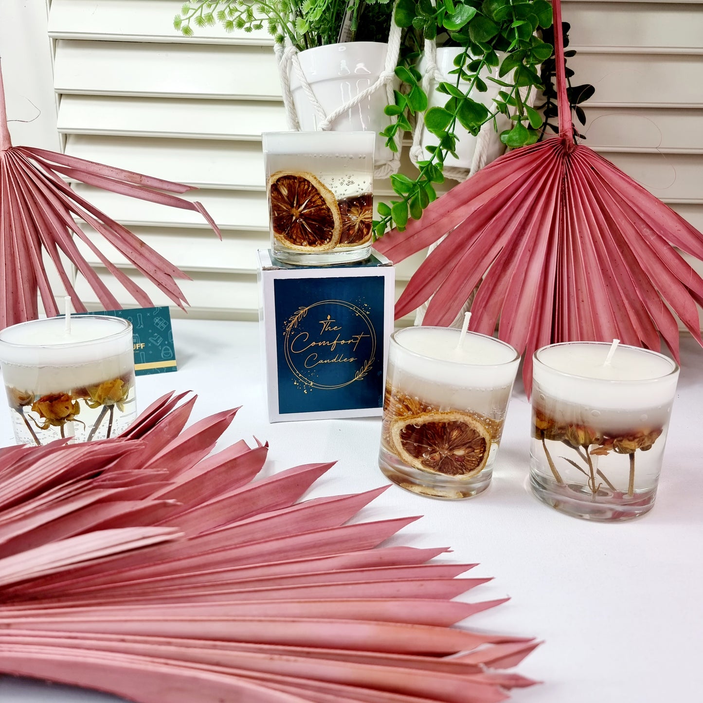 Gel Wax Jelly Wax Candle In Glass with Lemon and Rose