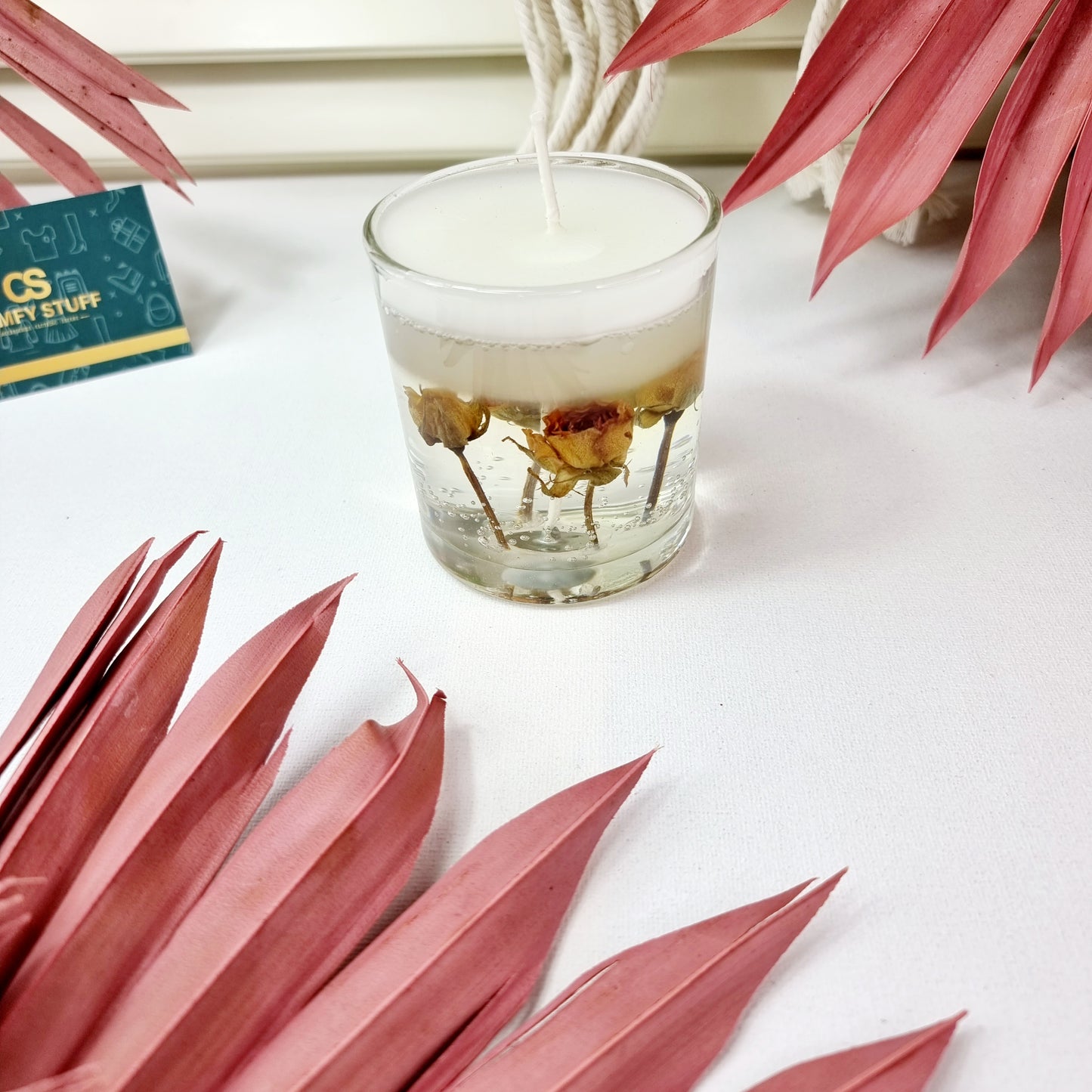 Gel Wax Jelly Wax Candle In Glass with Lemon and Rose