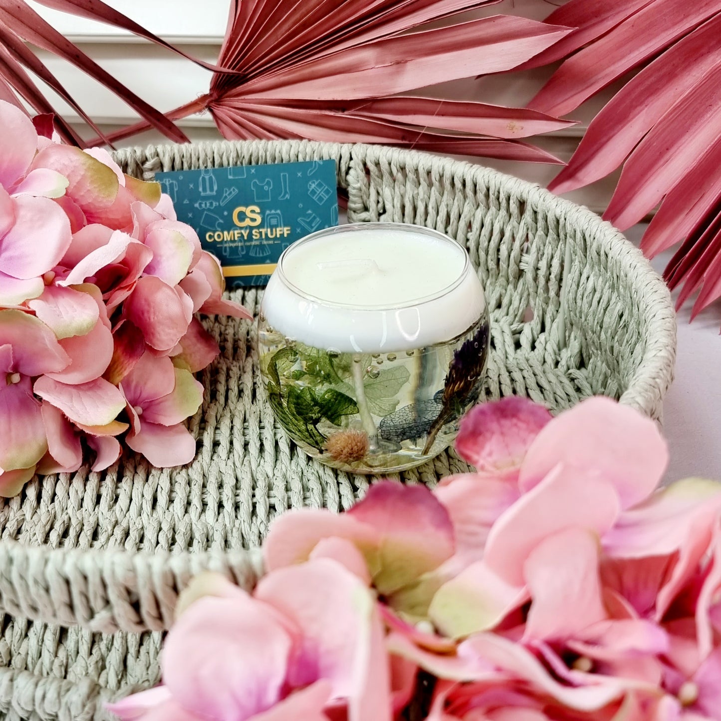 Christmas Luxury Handmade Wedding Natural Flower Candle Favours || Nature Theme Gel Candle in Transparent Jar || Birthday Present