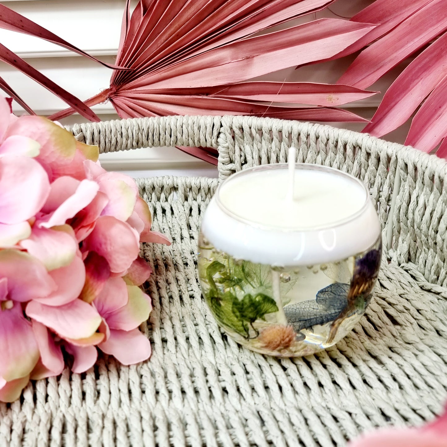 Christmas Luxury Handmade Wedding Natural Flower Candle Favours || Nature Theme Gel Candle in Transparent Jar || Birthday Present