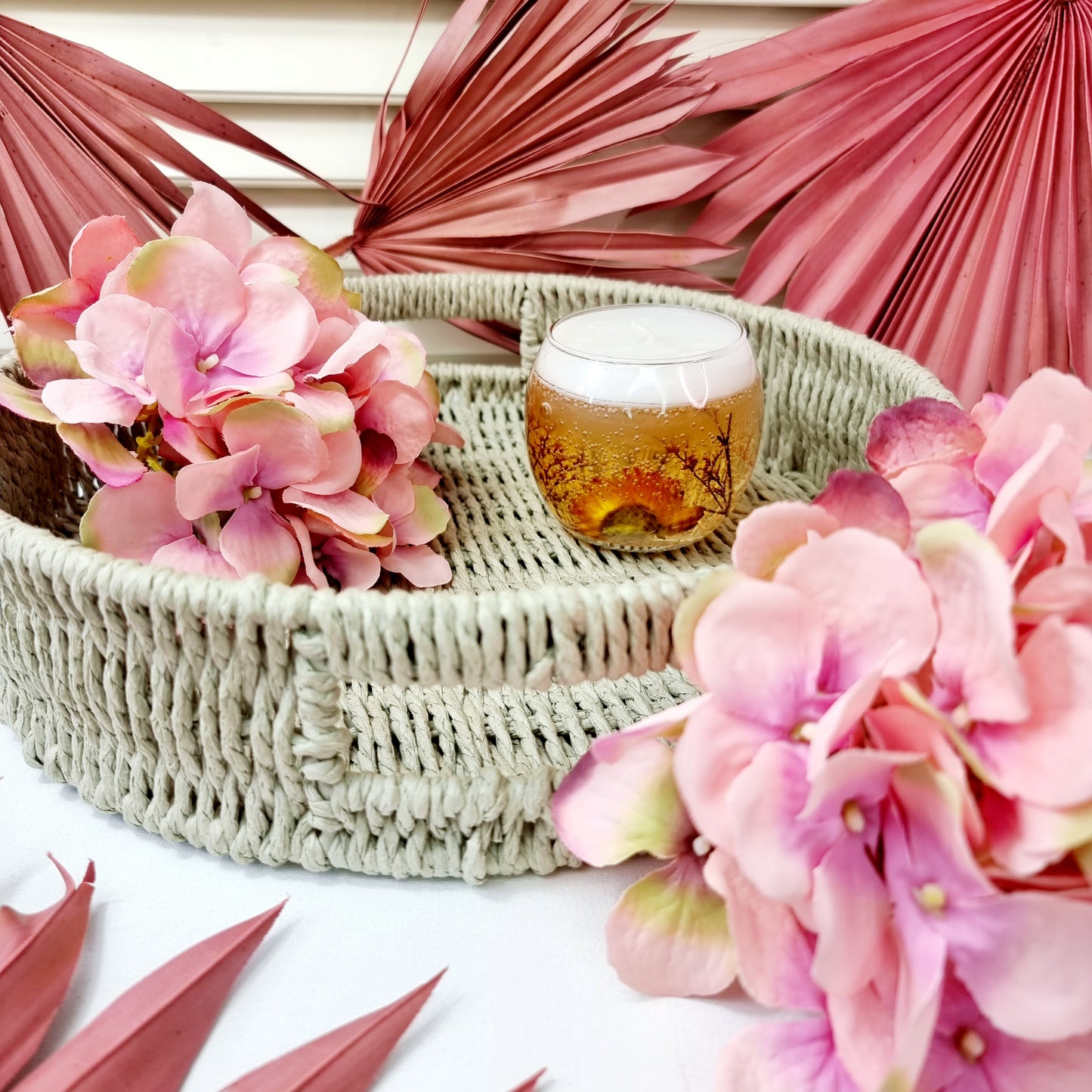 Christmas Luxury Handmade Wedding Natural Flower Candle Favours || Nature Theme Gel Candle in Transparent Jar || Birthday Present