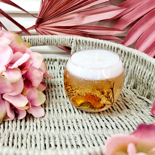 Christmas Luxury Handmade Wedding Natural Flower Candle Favours || Nature Theme Gel Candle in Transparent Jar || Birthday Present