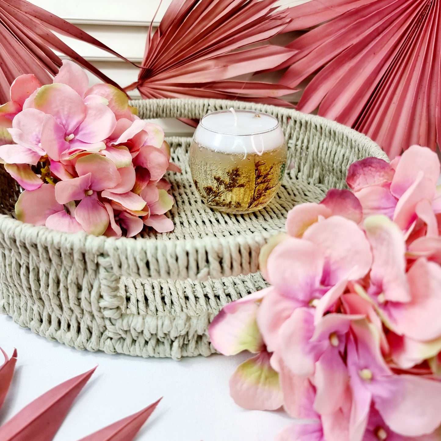 Christmas Luxury Handmade Wedding Natural Flower Candle Favours || Nature Theme Gel Candle in Transparent Jar || Birthday Present