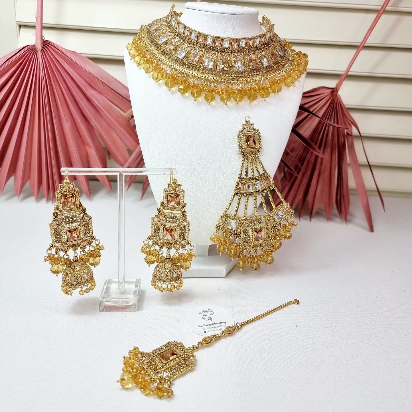 Gold Plated Bridal Jewelry Set / Indian Pakistani Asian Wedding Full Jewellery Set