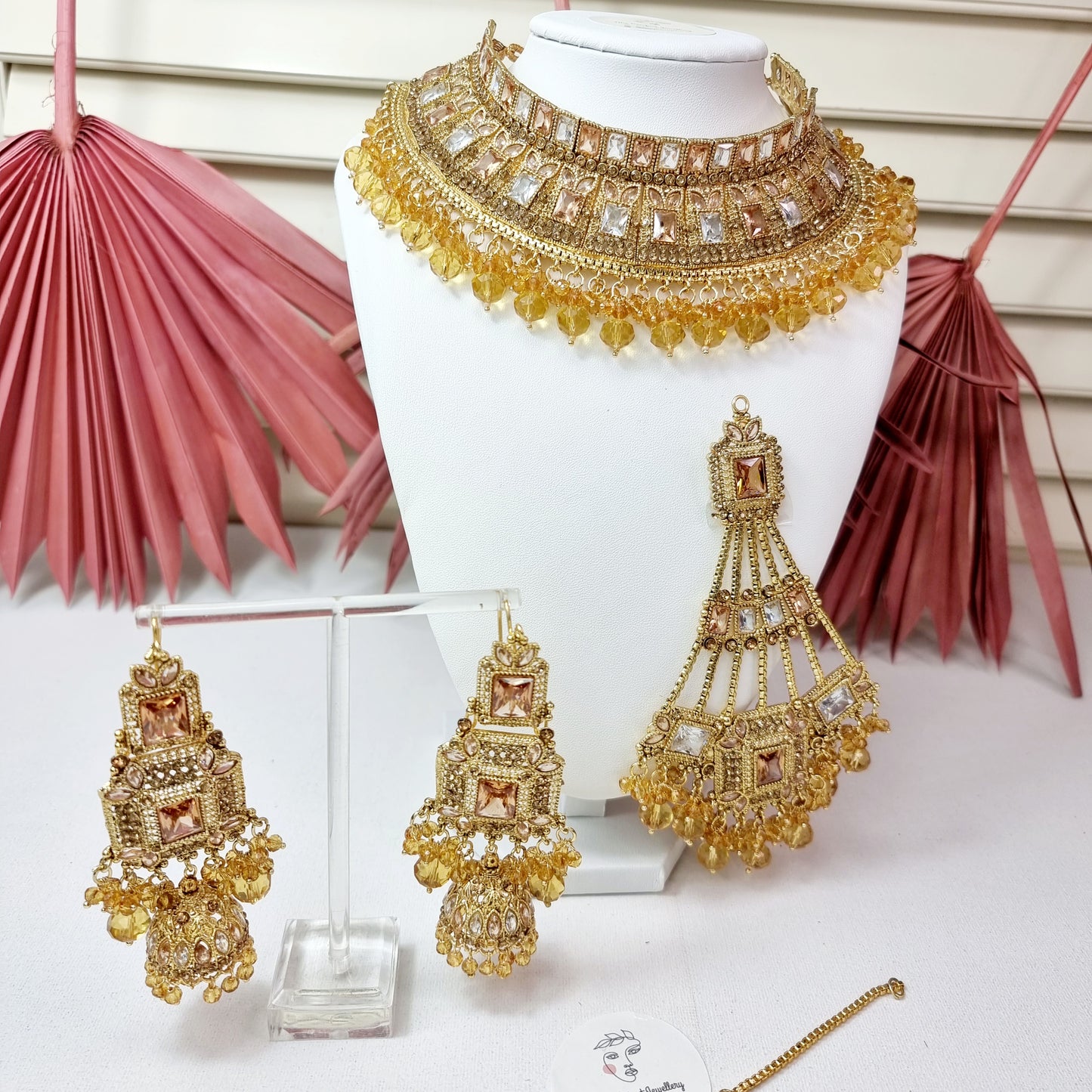 Gold Plated Bridal Jewelry Set / Indian Pakistani Asian Wedding Full Jewellery Set