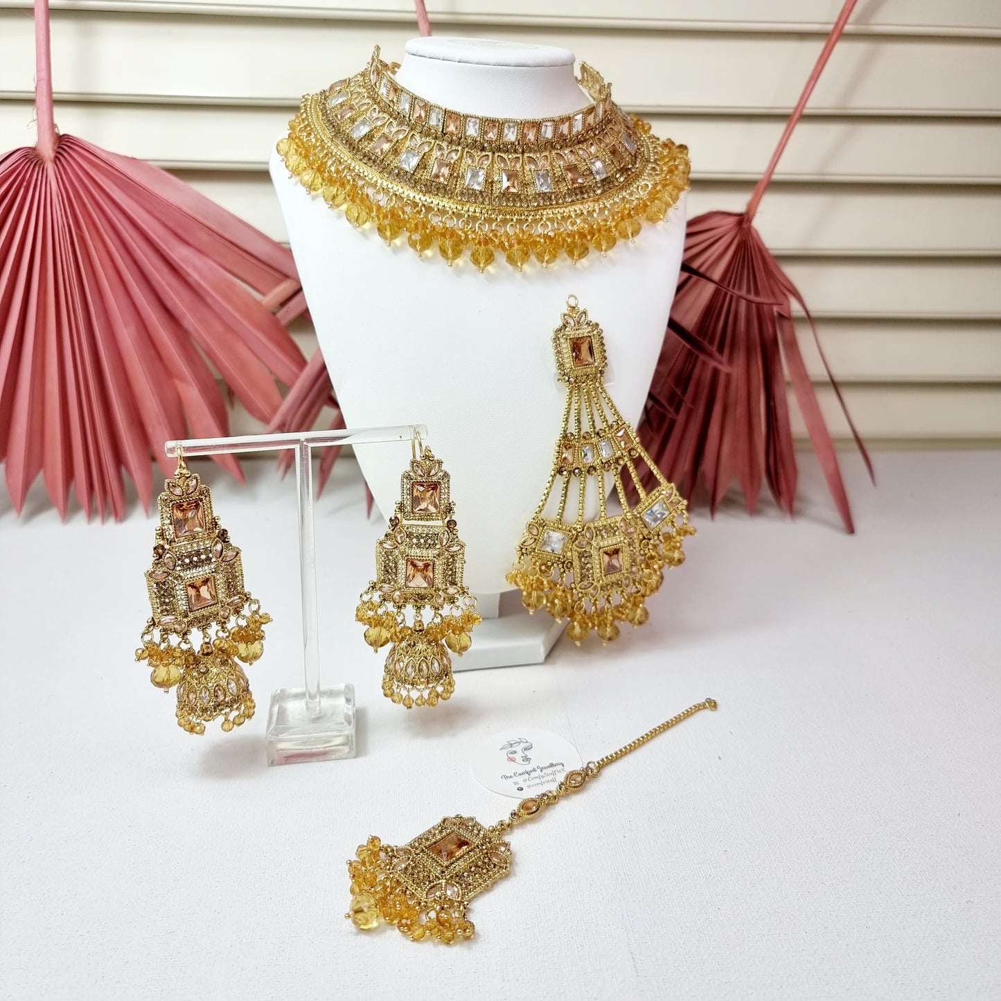 Gold Plated Bridal Jewelry Set / Indian Pakistani Asian Wedding Full Jewellery Set