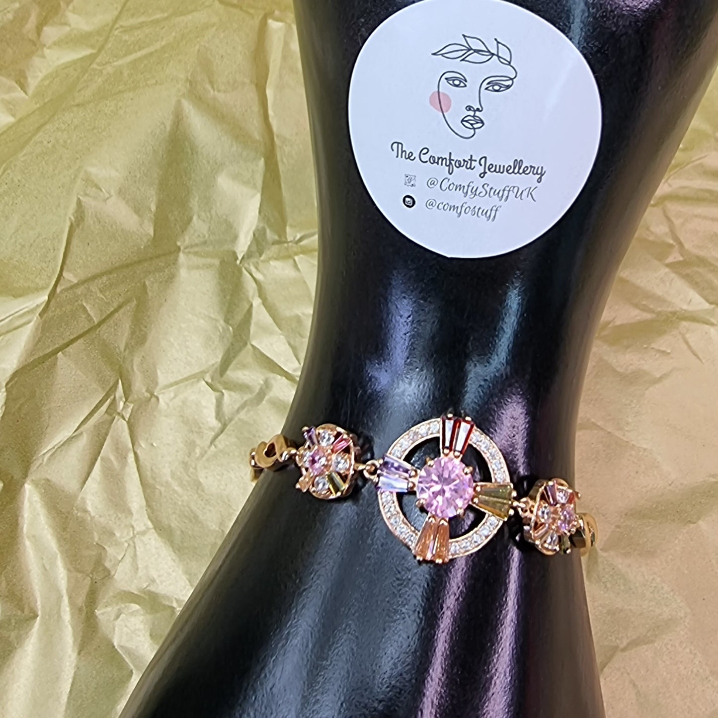 18K Gold Plated Sterling Silver Gemstone Bracelet || Adjustable Bracelet Gift for Her