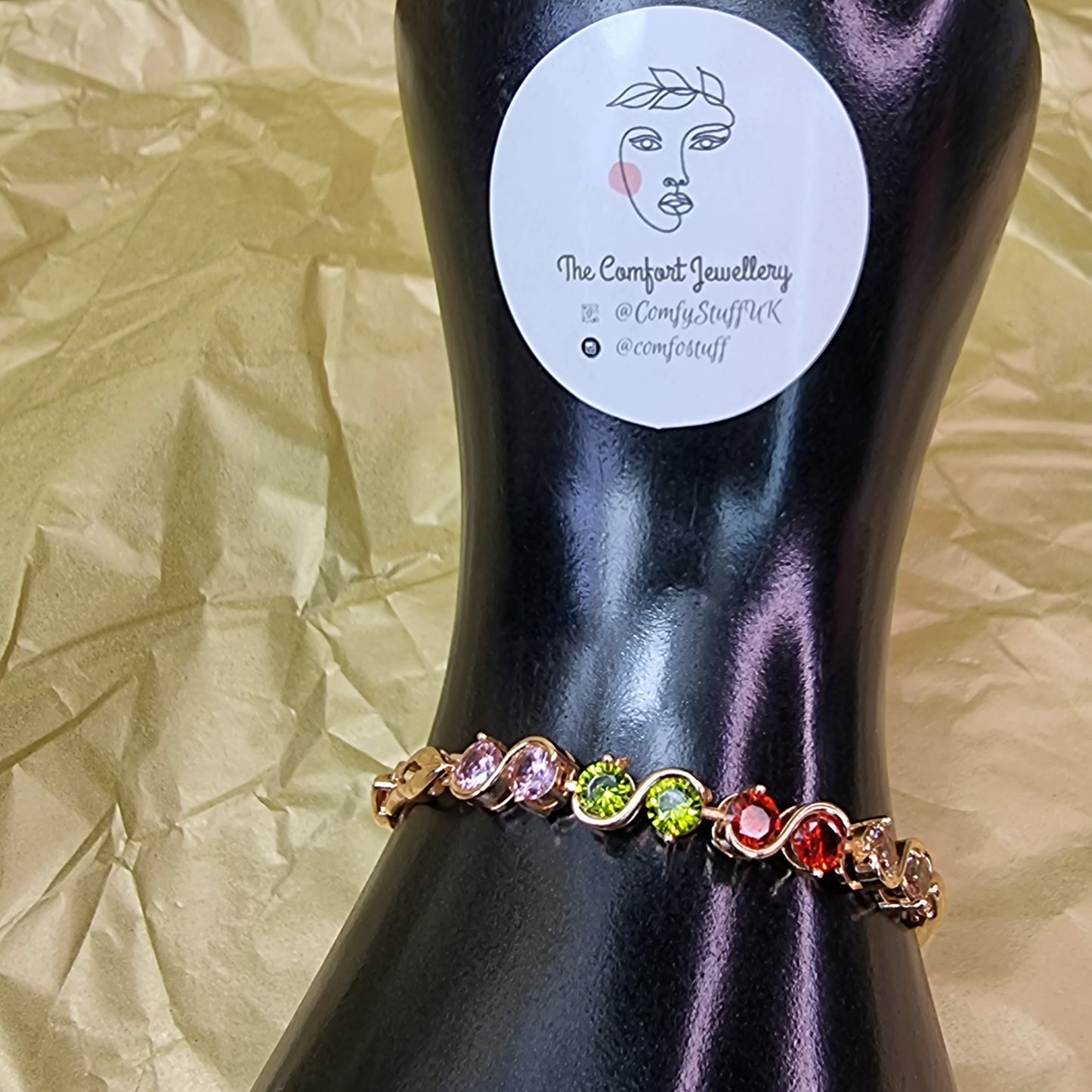 18K Gold Plated Sterling Silver Gemstone Bracelet || Adjustable Bracelet Gift for Her