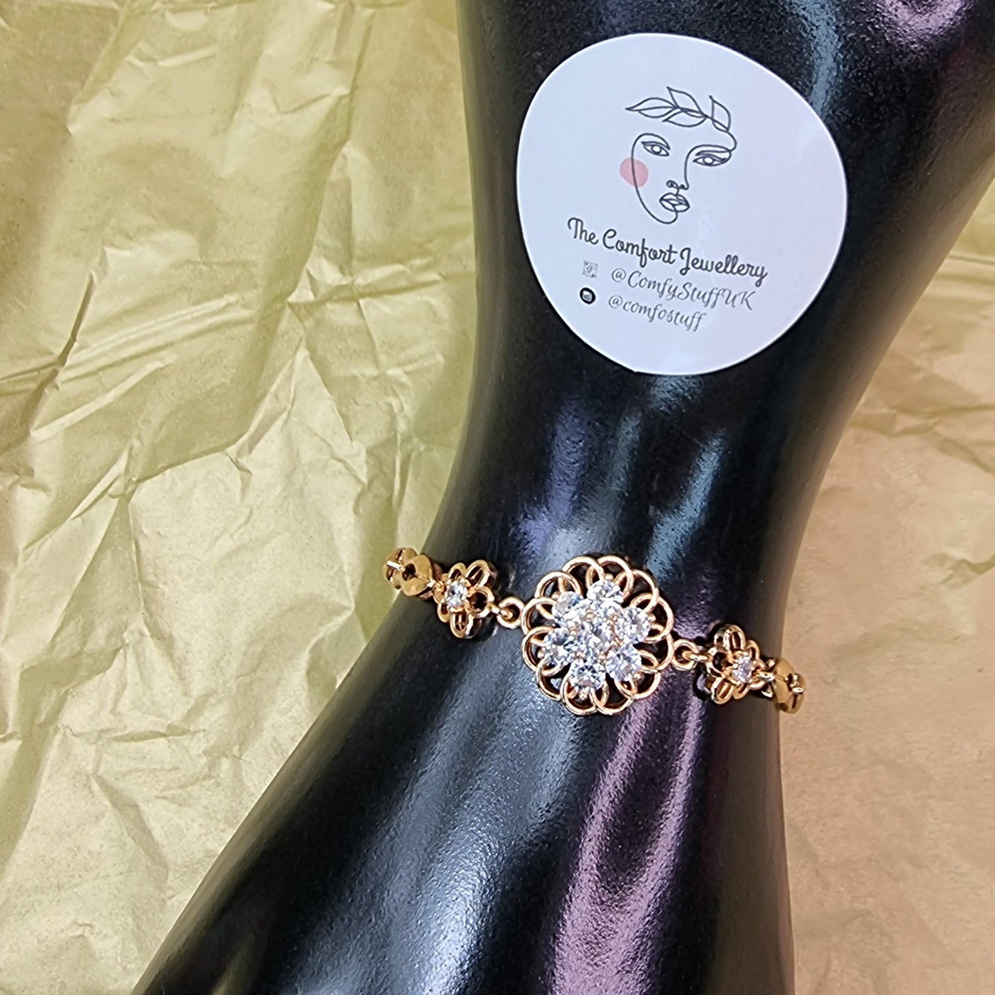 18K Gold Plated Sterling Silver Gemstone Bracelet || Adjustable Bracelet Gift for Her