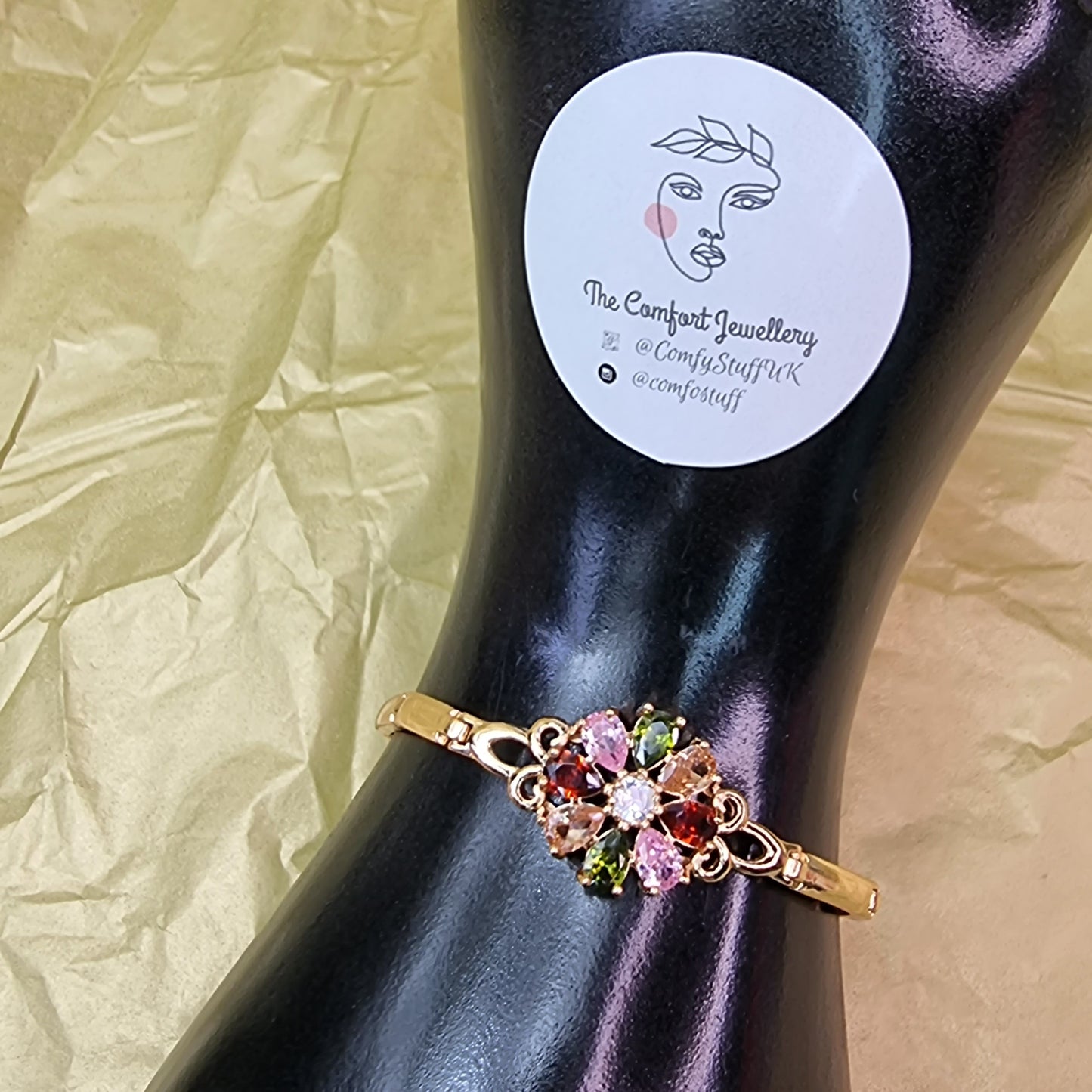 18K Gold Plated Sterling Silver Gemstone Bracelet || Adjustable Bracelet Gift for Her