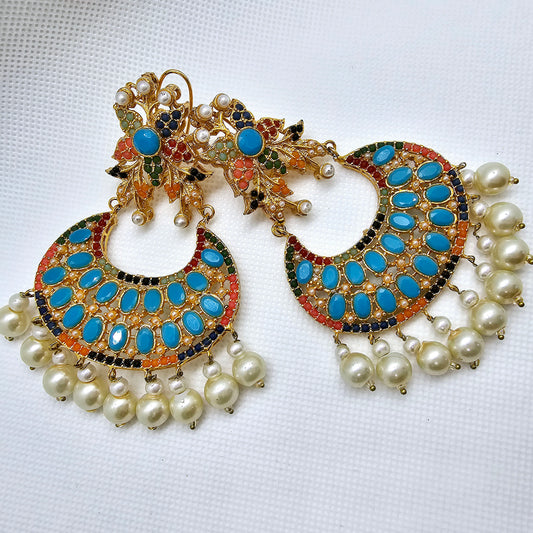 Long Gold Jhumka Drop Round Ball Tassel Earrings Indian Turkish Party Occasion Boho Birthday Present Gift