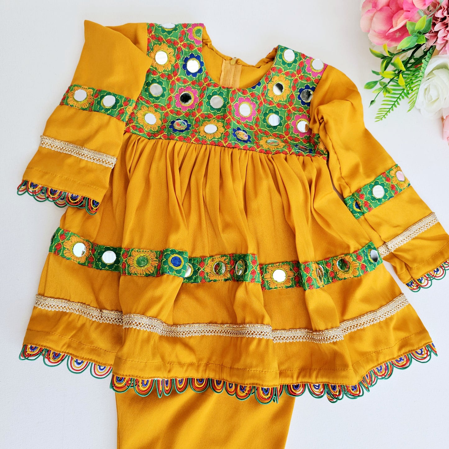 Frock Traditional Pakistan Indian Style Girls Design Dress | Afghan Suit Girls Shalwar Kameez Pakistani Kids Ethnic Wear