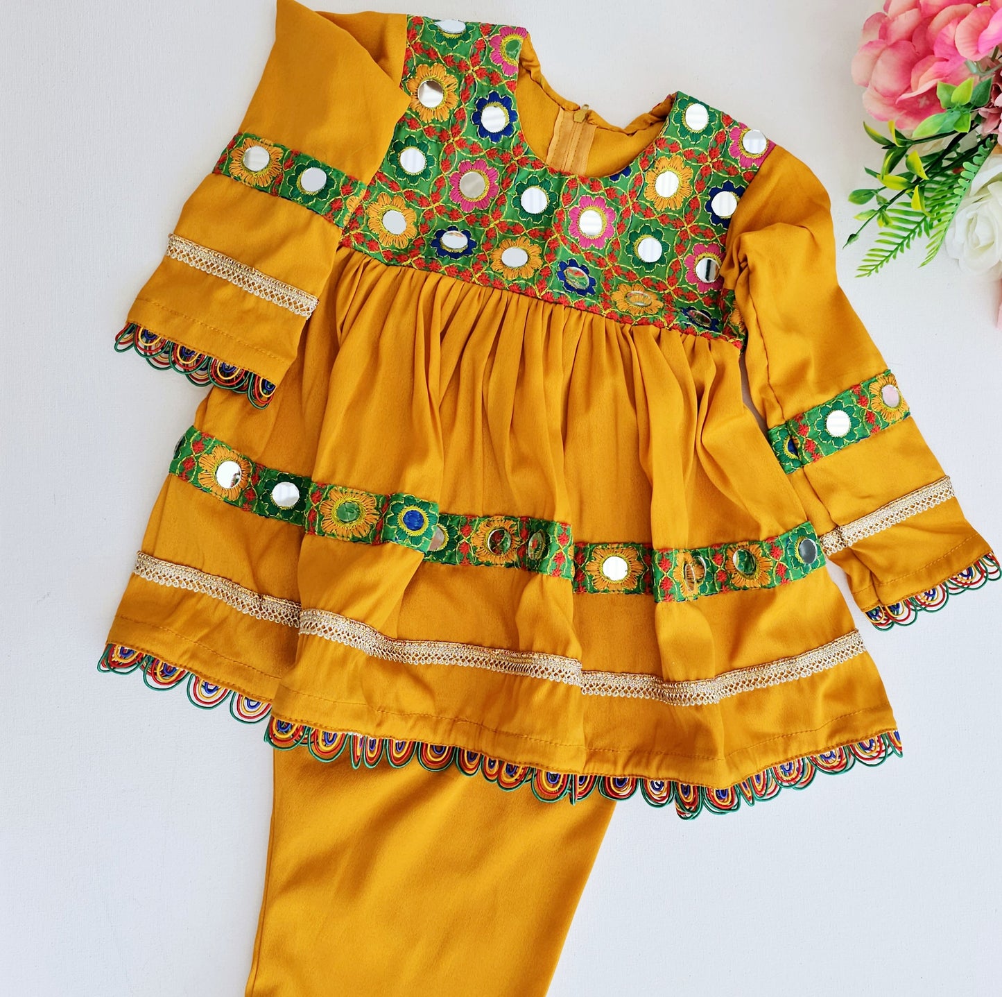 Frock Traditional Pakistan Indian Style Girls Design Dress | Afghan Suit Girls Shalwar Kameez Pakistani Kids Ethnic Wear