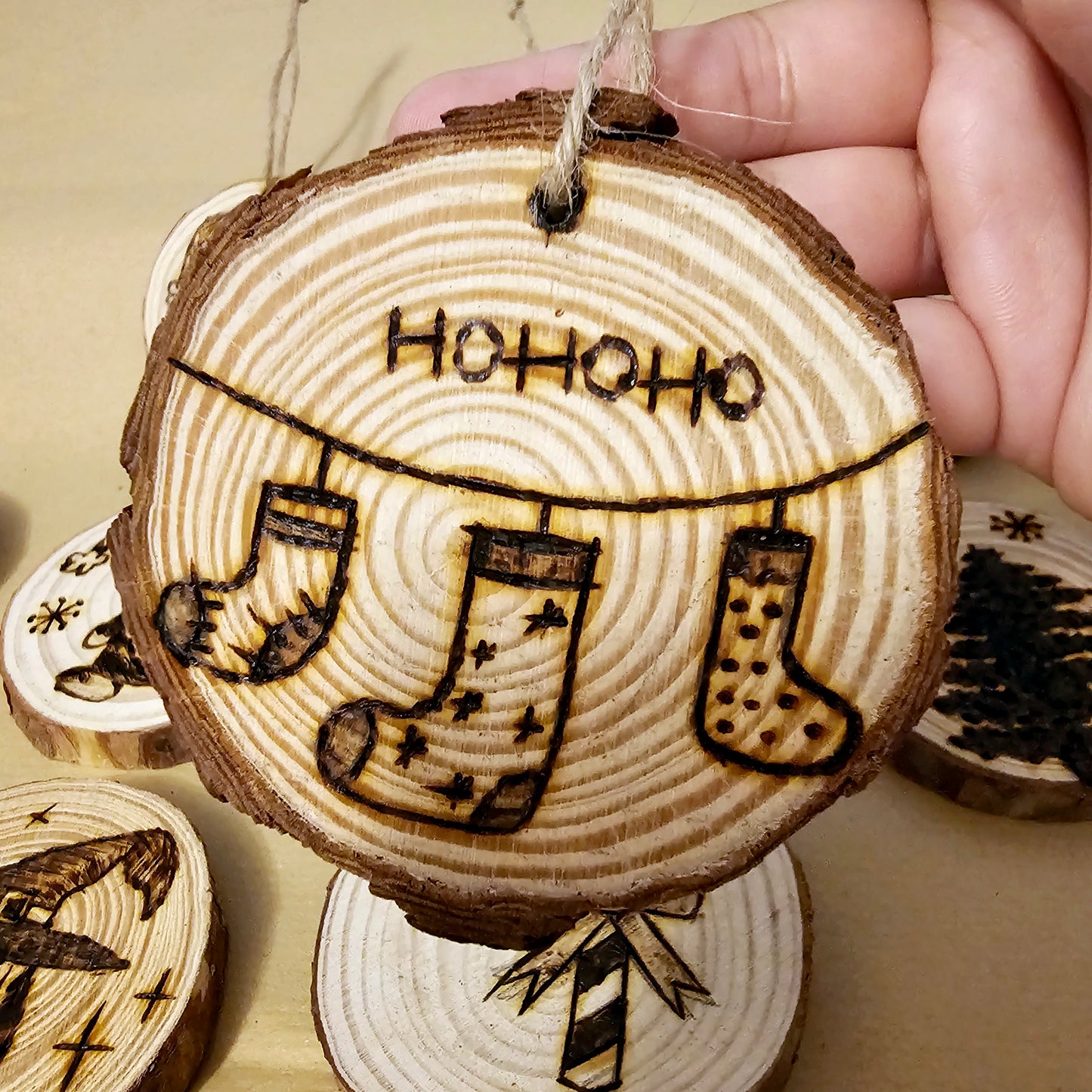 Engraved Wood Christmas Ornament || Personalized Engraved Wood Slice Christmas Ornament