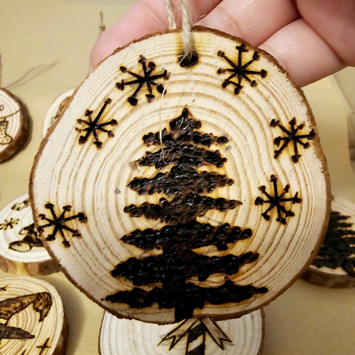 Engraved Wood Christmas Ornament || Personalized Engraved Wood Slice Christmas Ornament