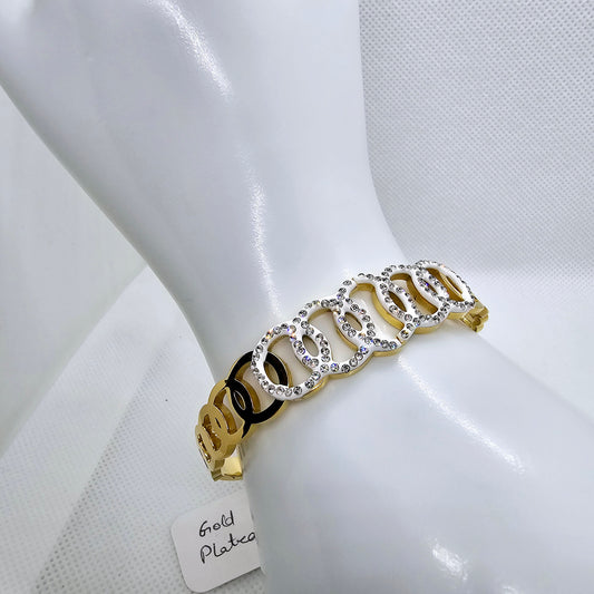 Gold Plated Cuff Bracelet | Gold Plated Bangle | Carved Bracelet