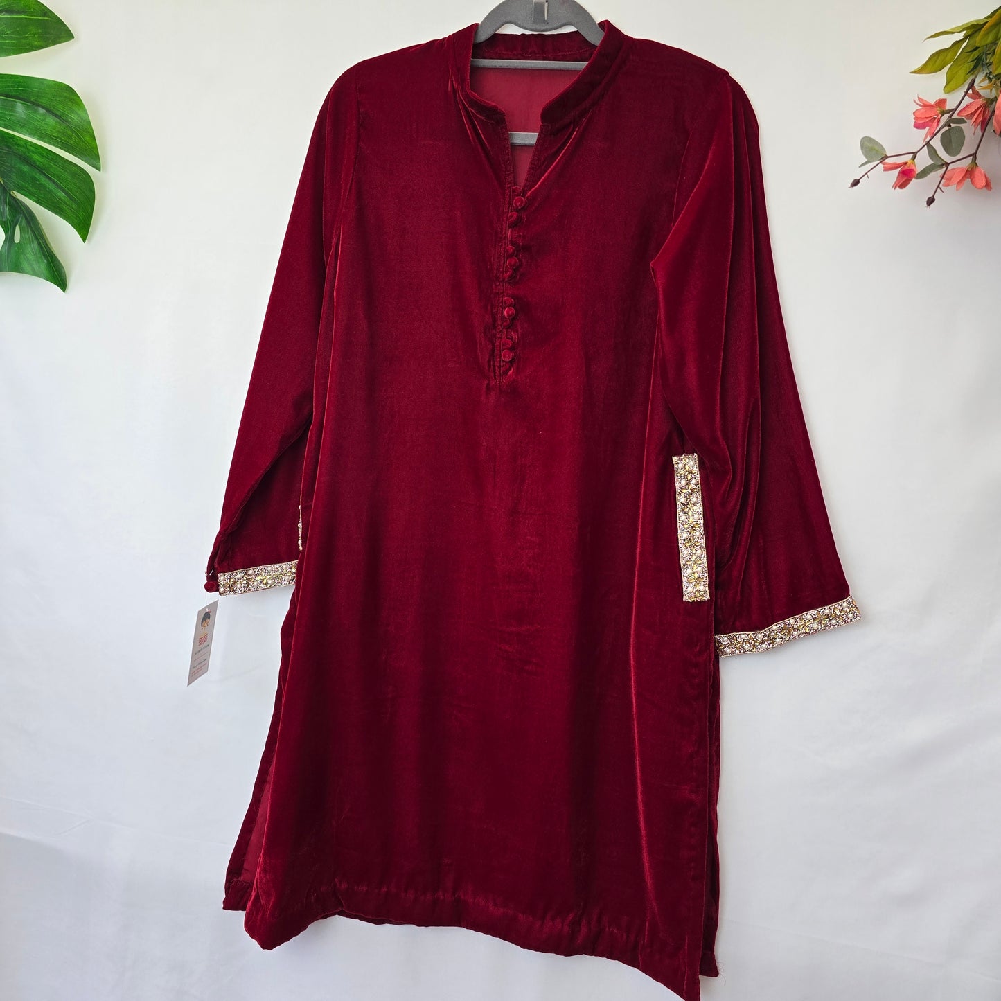 Red Fitted Velvet Pakistani/ Indian Dress (kurti)
