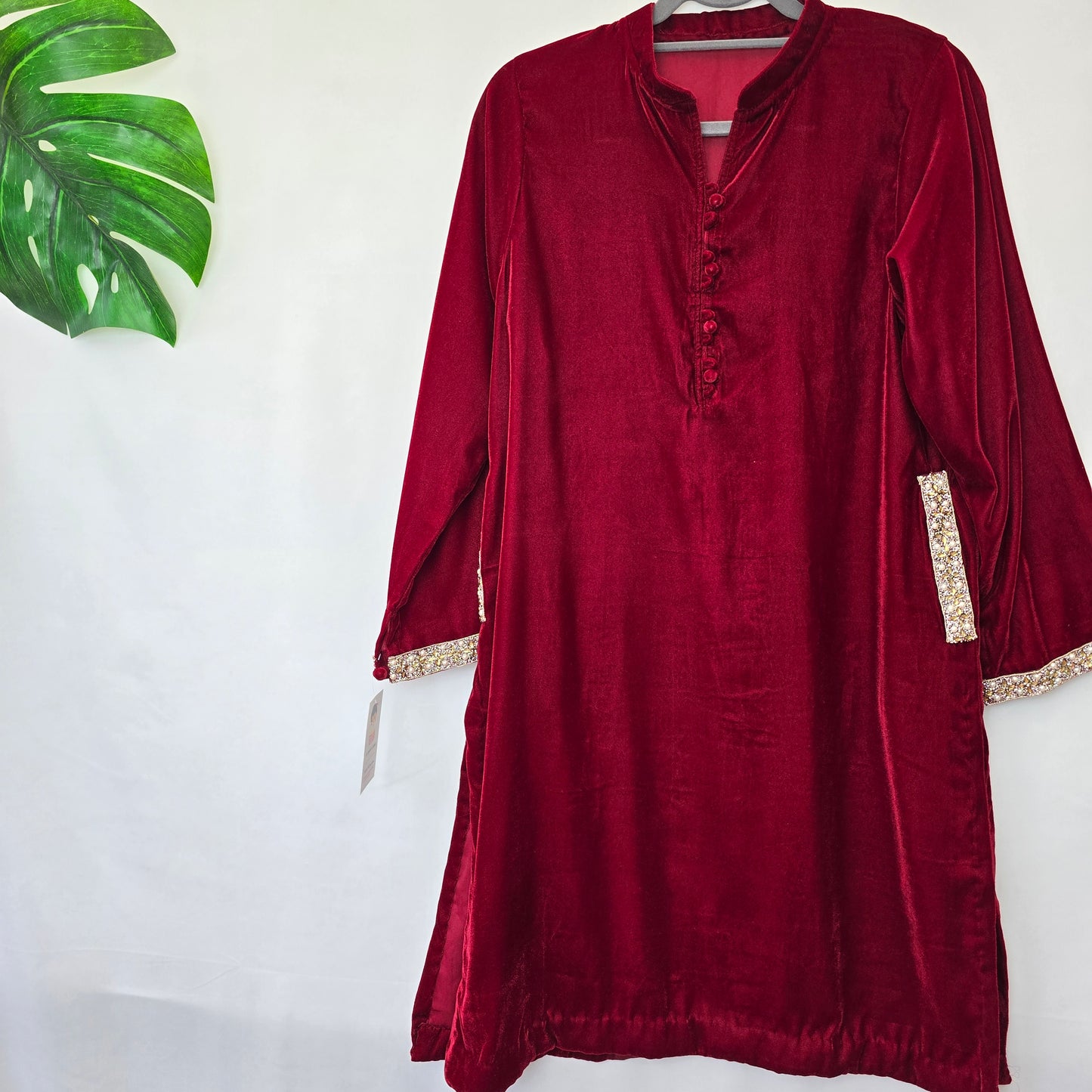 Red Fitted Velvet Pakistani/ Indian Dress (kurti)
