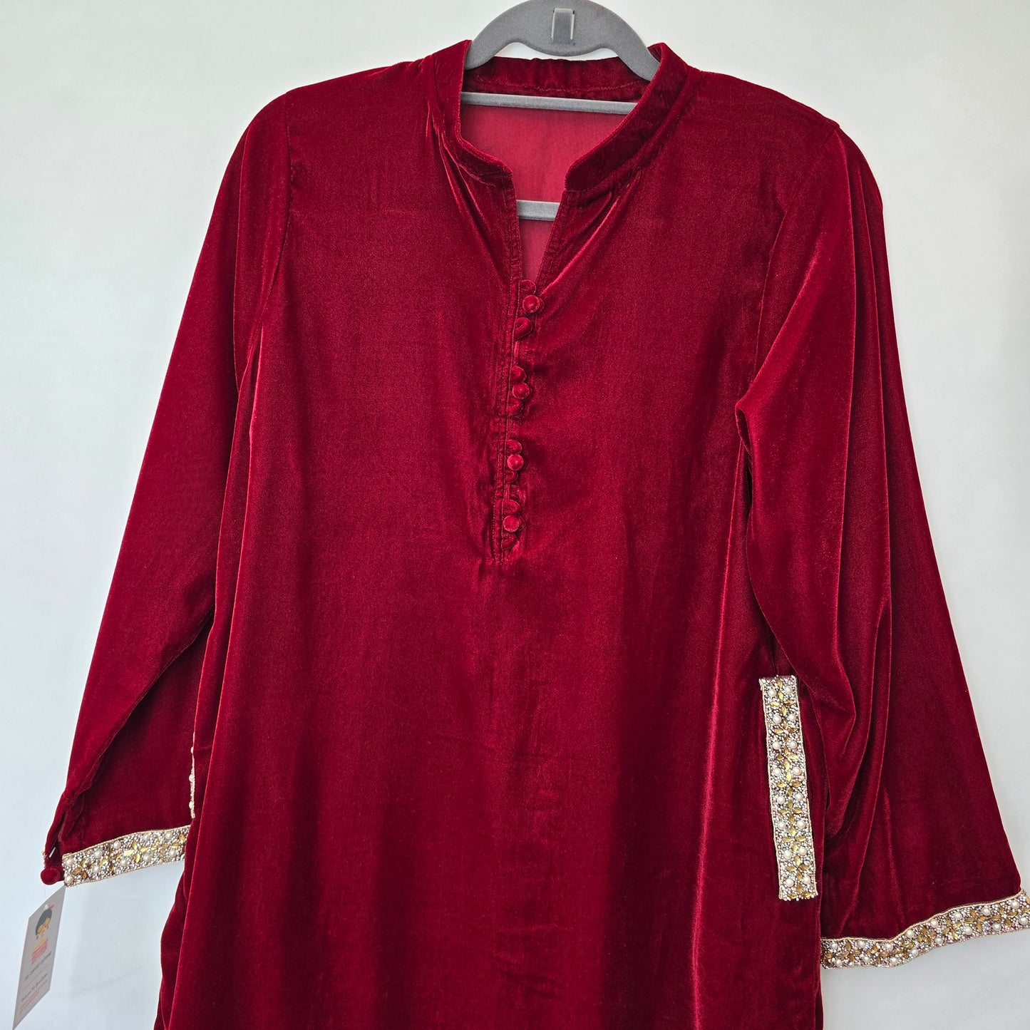 Red Fitted Velvet Pakistani/ Indian Dress (kurti)